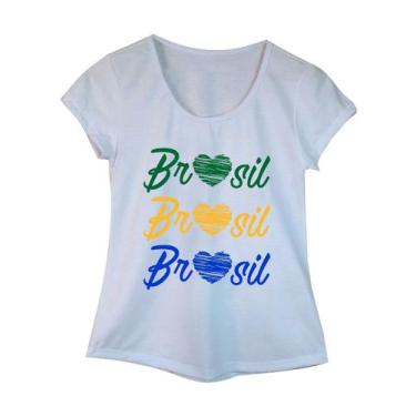Imagem de Camiseta Adulta Feminina Estampa Brasil Coração - Calupa, GG