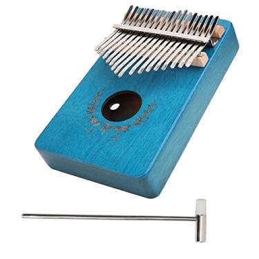 Imagem de KIMISS Kalimba Thumb Piano 17 Teclas Instrumento Portátil de Mogno para Iniciantes LTK17S - Fácil de Tocar para Todas As Idades (Azul)