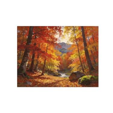 Imagem de Impressão em tela de paisagem de arte de parede - decoração de árvore de floresta de outono - imagens para sala de estar quarto 60 x 80 cm 24 x 31 polegadas sem moldura