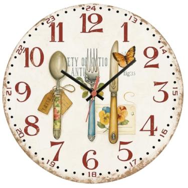 Imagem de Relógio De Parede 29cm Cozinha Decorativo Silencioso Pendulart (Cozinha16 - Garfo Faca Borboleta)