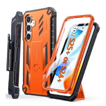 Imagem de FNTCASE Capa para Samsung Galaxy S24-Plus: Capa para Samsung Galaxy S25 Plus de grau militar resistente para celular com suporte e coldre | Proteção TPU à prova de choque laranja