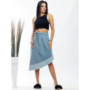 Imagem de DOUTORAS MODAS Saia Jeans 5000 Conforto e Estilo em 100% Algodão, m