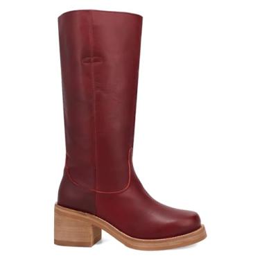 Imagem de Dingo Botas femininas casuais Vagabond bico redondo sem cadarço salto médio até o joelho 5 a 7,6 cm - marrom, Merlot, 39