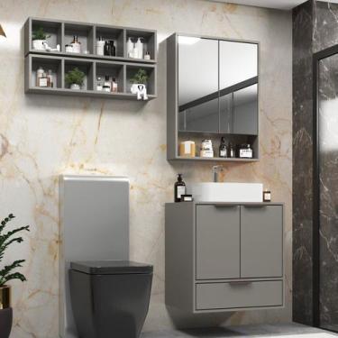 Imagem de Conjunto Gabinete para Banheiro Modular Prime Yescasa 603 60cm 100% MD