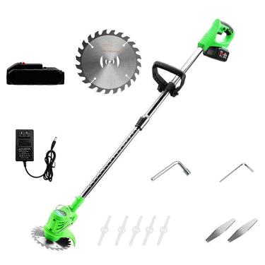 Imagem de Cortador de grama sem fio, cortador de grama elétrico de 24 V com carregador de bateria Alça telescópica Cortador de grama recarregável para cortar gramado, cuidados com o jardim da entrada de autom