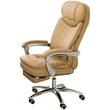 Imagem de Cadeira de luxo para escritório executivo grande e alta, cadeira de escritório chefe cadeira de computador cadeira giratória para jogos com encosto alto com apoio para os pés mesa de couro PU cadeira