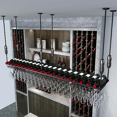 Imagem de pcagfaajmh Gancho de armazenamento de taça de vinho, suporte de garrafa de ferro, prateleira de vinho, economia de espaço, altura ajustável, fixação de parafuso, para armazenamento de vidro de haste