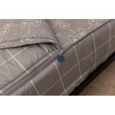 Imagem de Beddy's Roupa de cama com zíper durável com tema de videogame para crianças, edredom cinza e lençóis com controle de jogos para jogadores, inclui fronha e fronha, fácil de fazer e lavar