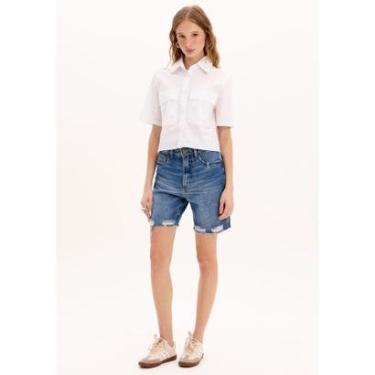 Imagem de Bermuda Jeans Cintura Alta-Feminino