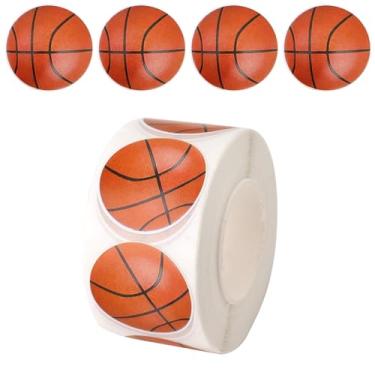 Imagem de 1000un Adesivos de Basquete, 2 Rolos Adesivos Decorativos com Tema Bola de Basquete Adequados para Salas Aula Escolares e Festas Aniversário.