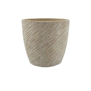 Imagem de KEG801302 Vaso de flores redondo de sarja, vaso de mesa de cimento com orifício de drenagem, para decorar varanda, sala de estar, quarto, plantador