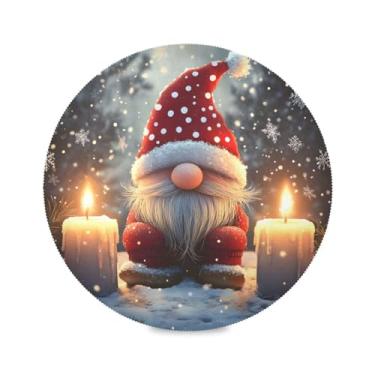Imagem de STAYTOP Jogo americano redondo de gnomo fofo de Natal 6 peças, tapetes de mesa antiderrapantes fáceis de limpar para decoração de mesa de festa de churrasco em casa