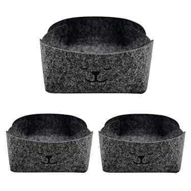 Imagem de 3PCS Caixa de Armazenamento Feltro Pasta Cesta Pequena DIY Escrivaninha do Escritório Organizador Açougueiro Doméstico Adorável Chaves Impresso com Cachorro Leve Case