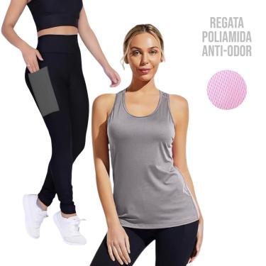 Imagem de Camiseta REGATA DRY MALHA FRIA POLIAMIDA + Calça LEG LEGGING BOLSOS Conjunto Fitness 540-Feminino