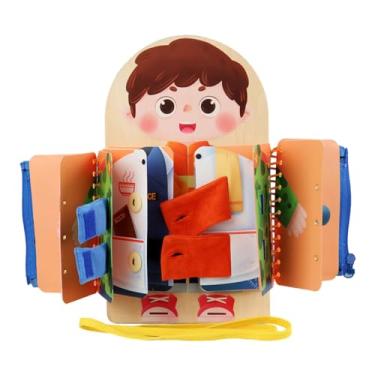 Imagem de JWQFBC Painel Sensorial de Madeira para Desenvolvimento de Habilidades, Vestir E Aprender - Brinquedo Educativo Montessori para Crianças