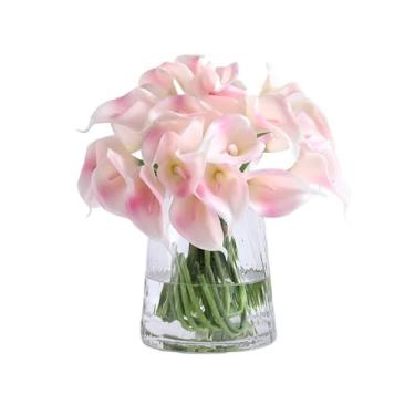 Imagem de Pequeno buquê de flores artificiais de lírio de calla lavável para festa para mesa de jantar, decoração de vaidade de café, jardim (rosa)