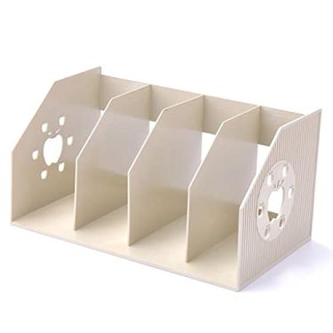 Imagem de Suporte dobrável para pasta de arquivos de mesa - Organizador de plástico com 4 compartimentos verticais para armazenamento e organização de escritório - Rack de arquivos de mesa para gerenciamento