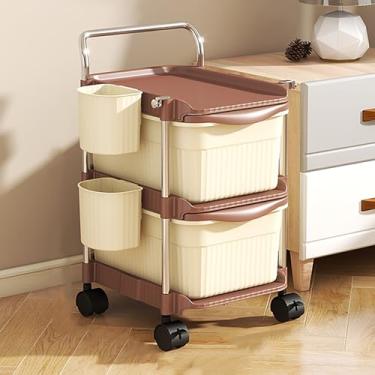 Imagem de Carrinho organizador de gavetas, armário de armazenamento com alça, carrinhos de rodinhas com rodas, prateleiras de banheiro à prova d'água, para cozinha, escritório, dormitório, sala de estar