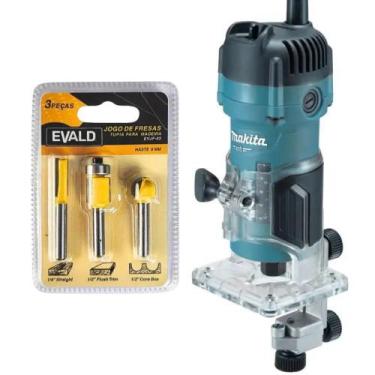 Imagem de Tupia para Laminado 6mm 530W 110v MAKITA com Jogo de Fresas para Madei