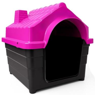 Imagem de Casinha Plástica para Cachorro N4 e N5 com Colchonete – Casa Pet Impermeável e Resistente para Cães de Porte Pequeno e Médio(Rosa COM colchão,N°5 (C:47 x L:38 x A:49))