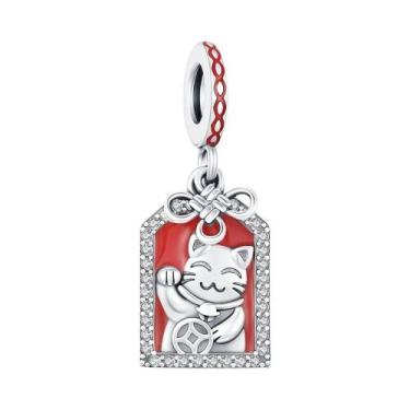 Imagem de Pingente De Gato Da Sorte Com Contas Em Prata Esterlina 925 Para Pulse