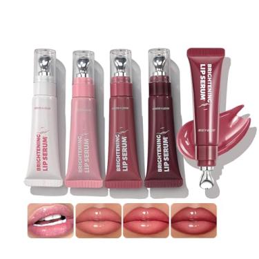 Imagem de DENESTUP Conjunto de batom hidratante labial, glíter, líquido brilhante, glíter, brilho labial de alto brilho, brilho labial Wayery para mulheres (conjunto de 4 cores)