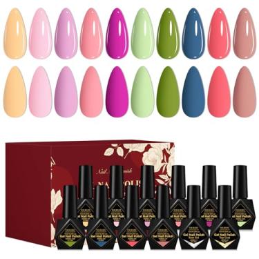 Imagem de Four Lily Conjunto de 12 peças de esmalte de gel nude rosa verde azul kit de esmalte de gel de imersão tons de pele arte de unhas salão de manicure DIY em casa para mulheres