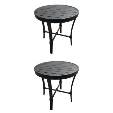 Imagem de Kit 2 Mesinhas Ripada Redonda Diâmetro De 0.50m Alumínio Preto