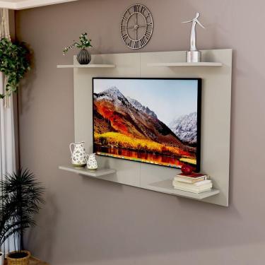 Imagem de Painel De TV Até 50 Pol Amanda Minimalista Com Prateleira MDF Off White