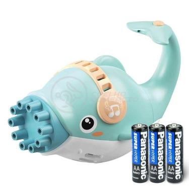 Imagem de Kit 1 Golfinho Bolha Sabão Criança Infantil+ 3 Pilha Azul 2