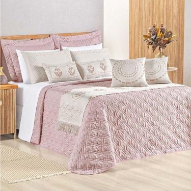 Imagem de Kit Cobre Leito King Turin Com Almofadas E Peseira 180 Fios 10 Peças - Rose