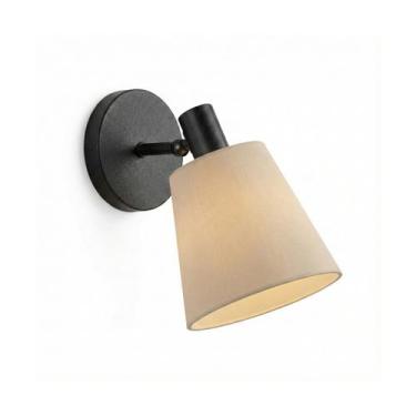 Imagem de Arandela Cabeceira com Cúpula Crua Bege Preto Fosco - Iluminar Ambient