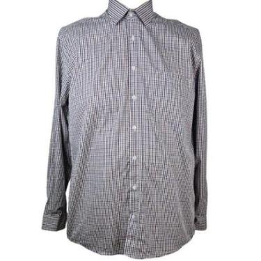 Imagem de Camisa Social Manga Longa Bege Xadrez Plus Size-Masculino