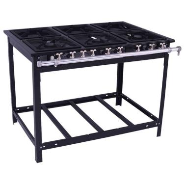 Imagem de Fogão Industrial Venâncio A Gás Glp 6 Bocas - 3 Simples 3 Duplas 30x30 Parede E6 14804