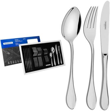 Imagem de Faqueiro Tramontina Italy Aço Inox C- Facas De Mesa Forjadas 6mm Acab. Alto Brilho 24 Peças 66932007