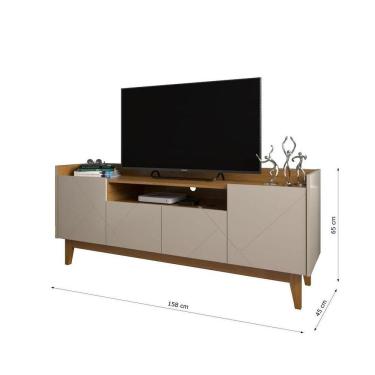 Imagem de Rack Sala Gyala Para Tv Até 60 Polegadas C/ Pés De Madeira Off White/noce