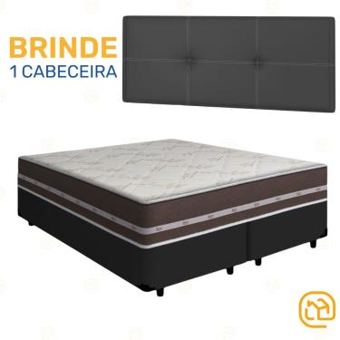 Imagem de Cama Box + Cabeceira Painel Iris + Colchão Queen Classic Superlastic 158cm
