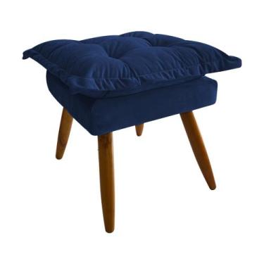 Imagem de Banqueta Puff Opala Pés Palito Banco Sala Puf Retangular Azul Marinho