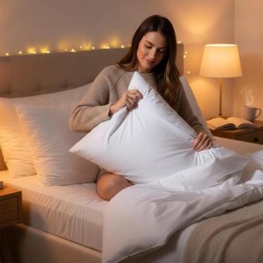 Imagem de Kit 2 Capas Protetoras para Travesseiro 200 Fios Algodão Antialérgicas