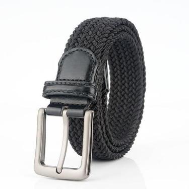 Imagem de Cinto nylon preto trançado com elástico masculino e feminino tamanho ú