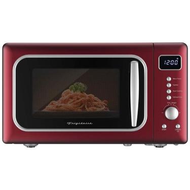 Imagem de Forno Micro-ondas Retrô de Bancada 20L Frigidaire Vermelho e Prata 900W Trava de Segurança Timer Digital 110V