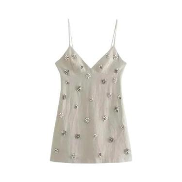 Imagem de Vestido Mini Vintage Sem Mangas Para Mulheres, Elegante, De Verão, Com