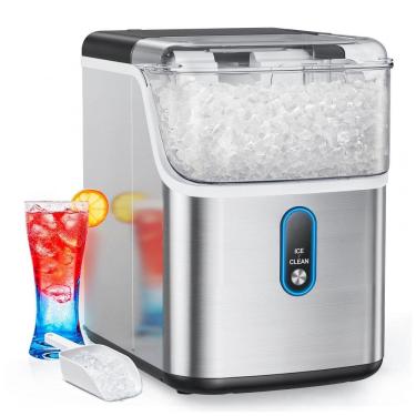 Imagem de Máquina de Gelo que Produz 15 kg em 24H com Seixos que Fornece Gelo Fresco em Pepitas, Função Autolimpeza e Indicador LED, 110V, HOMEZAY
