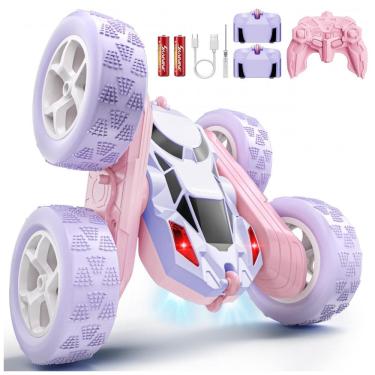 Imagem de Carrinho de controle remoto STEM Hamdol Violet Dream dupla face rosa e roxo com luzes LED e giros 360°