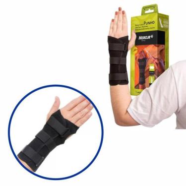 Imagem de Tala Curta Órtese Punho Bilateral Ajustável Ortopédica Preta Mercur Co
