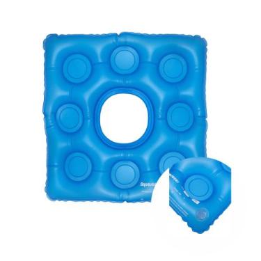 Imagem de Almofada Inflável Quadrada Com Orifício Caixa Ovo Antiescaras Aquasonu