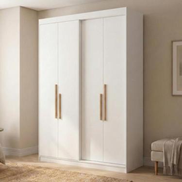Imagem de Guarda Roupa Solteiro 4 Portas e 2 Gavetas 100% MDF Manila Branco - Ed