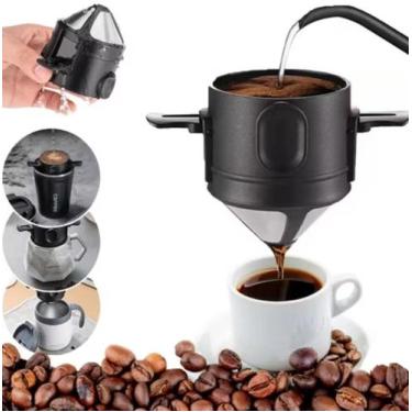 Imagem de Mini Coador De Café Individual Portátil Inox Para Copo - Star, Preto