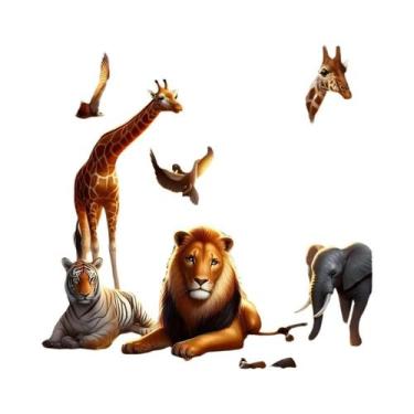 Imagem de Pintura Diamante Alfabeto Girafa Elefante Tigre Zebra Leão, Mosaico DI