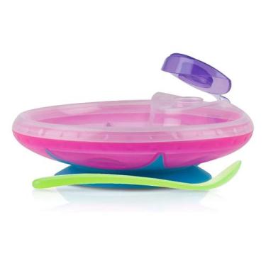 Imagem de Prato Térmico Infantil Com Ventosa Colher Tampa Alimentação - Nuby, Ro